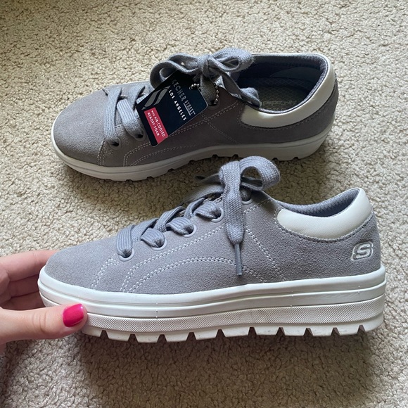 NWT Grey Sketches Street Los Angeles Lace Up Oxford Platform Sneakers Size 6 - Picture 2 of 10